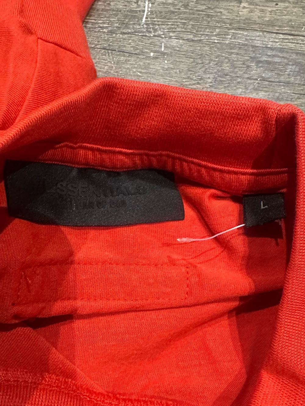 Fear of God Men’s Essentials Red Tee with Raised Font Size Large NWOT - Picture 5 of 9